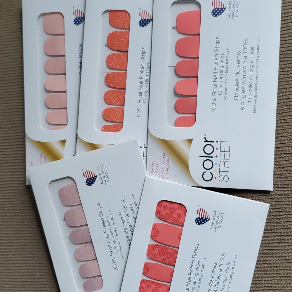 Color Street nails bundle of 5 valentine hearts
